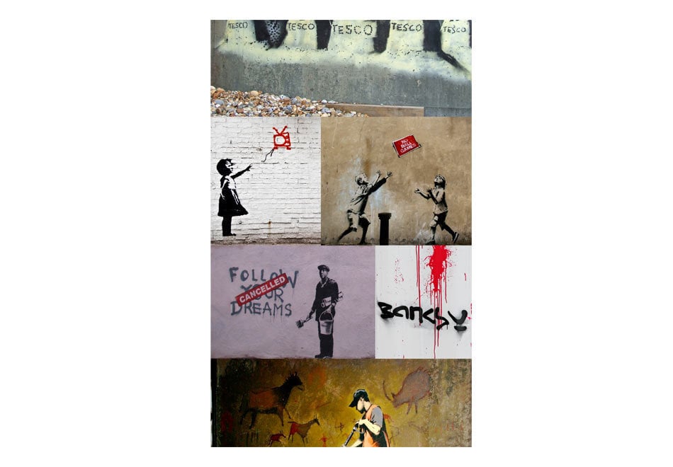 Valokuvatapetti - Banksy - a collage 50x1000 cm hinta ja tiedot | Valokuvatapetit | hobbyhall.fi