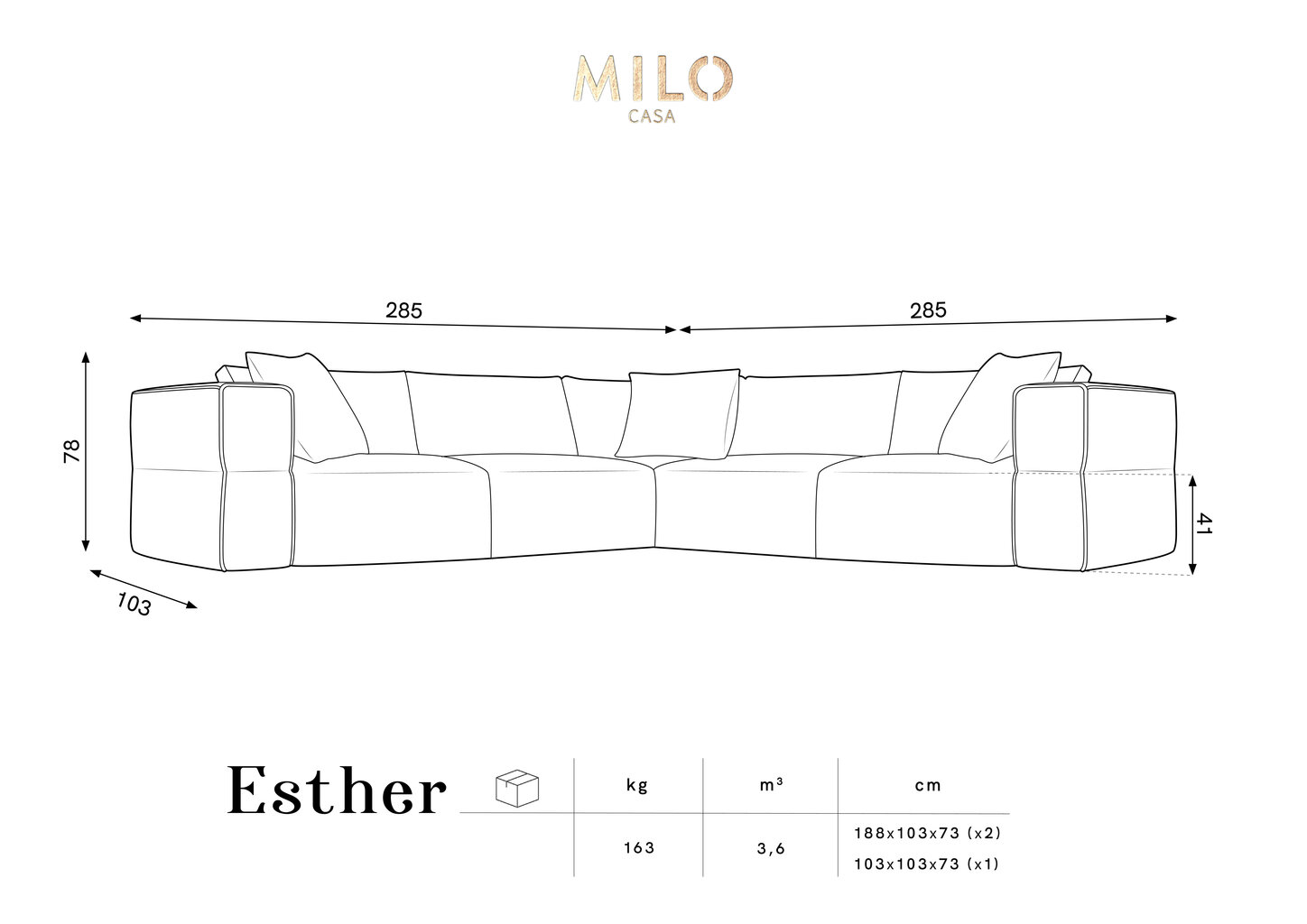 Sohva Milo Casa Esther, 285x285x78 cm, musta hinta ja tiedot | Sohvat ja vuodesohvat | hobbyhall.fi