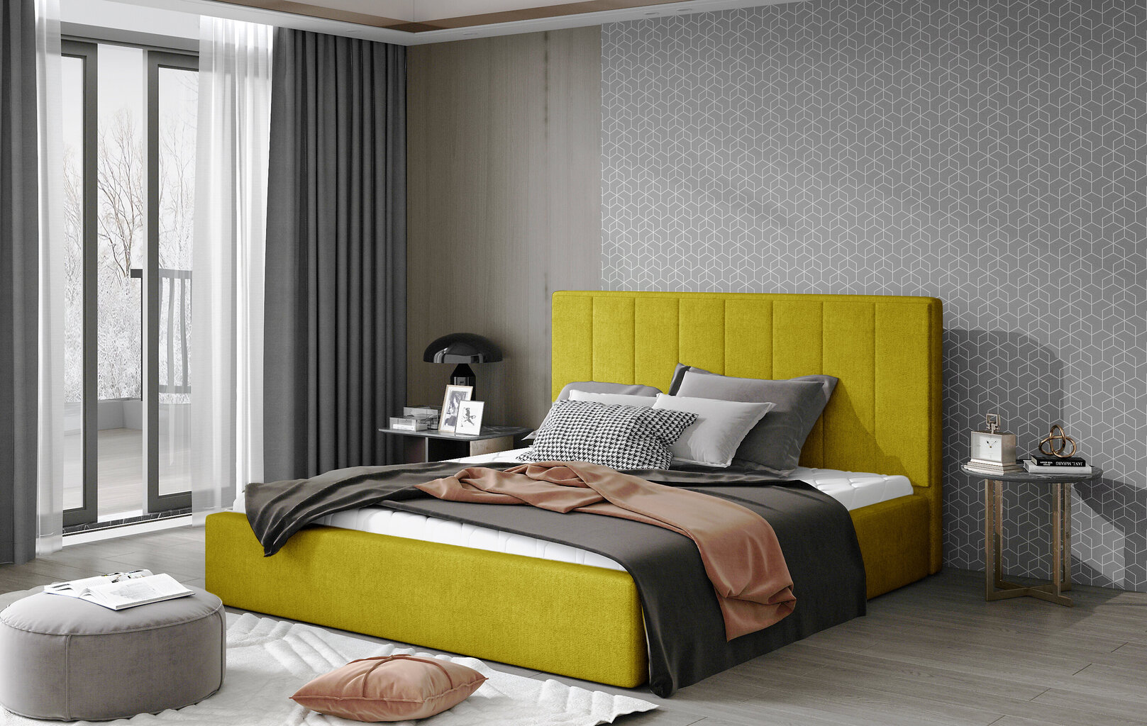 Audrey sänky, 160x200 cm, keltainen hinta ja tiedot | Sängyt | hobbyhall.fi