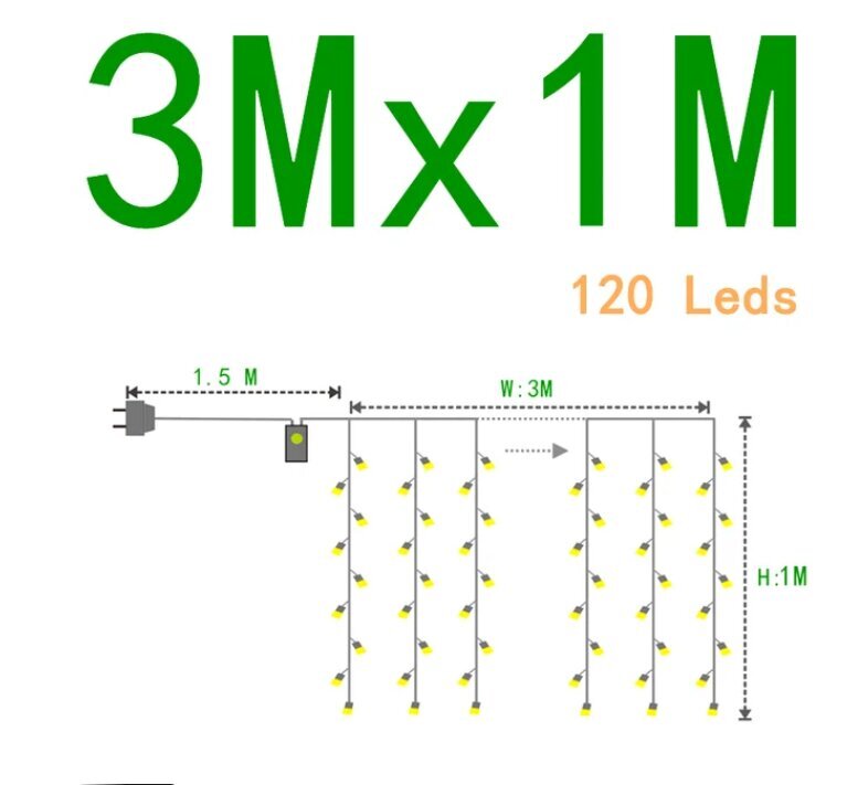 Valoverho, 120 LED 3x1m hinta ja tiedot | Jouluvalot | hobbyhall.fi