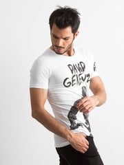 Miesten puuvillainen t-paita, jossa valkoinen printti hinta ja tiedot | Miesten T-paidat | hobbyhall.fi