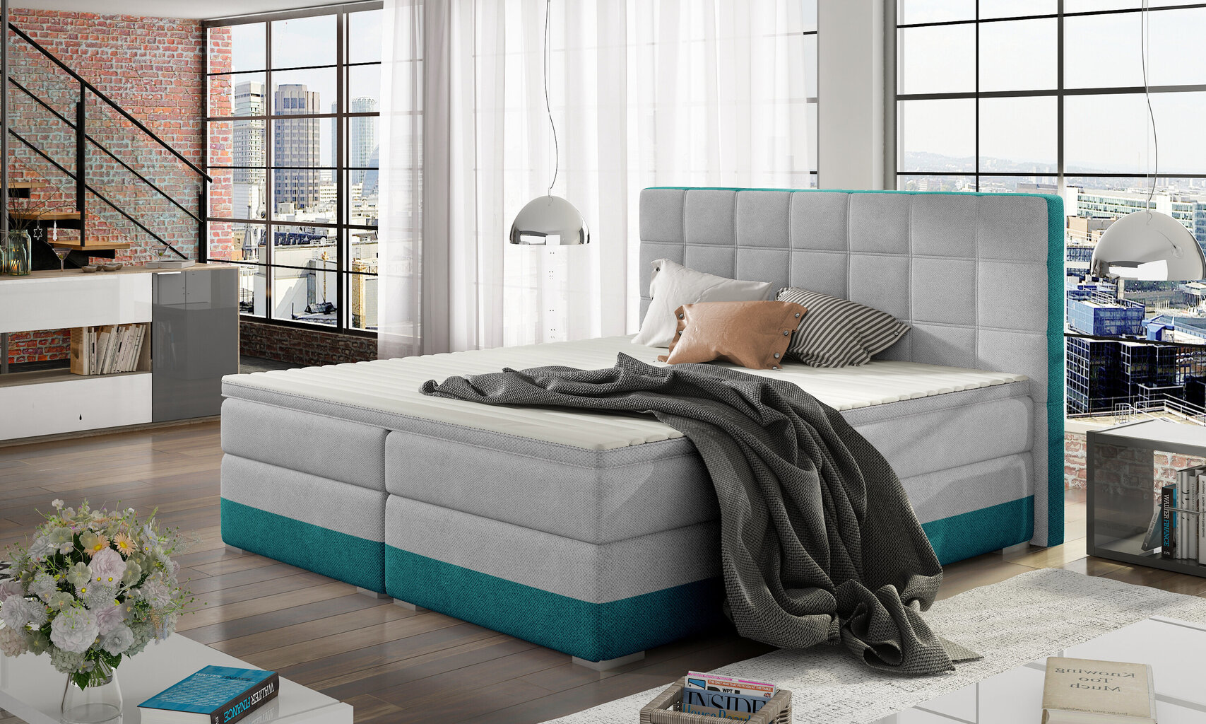 Sänky Damaso, 160x200 cm, valkoinen/sininen hinta ja tiedot | Sängyt | hobbyhall.fi