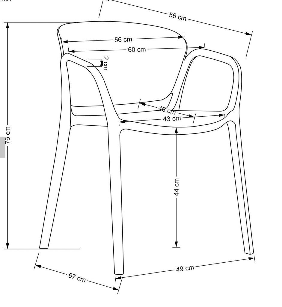 4 tuolin setti K491, valkoinen hinta ja tiedot | Ruokapöydän tuolit | hobbyhall.fi