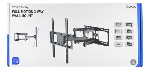 DELTACO ARM-1202, Vesa 200x200-400x400, 32 "-55" hinta ja tiedot | TV-seinätelineet | hobbyhall.fi