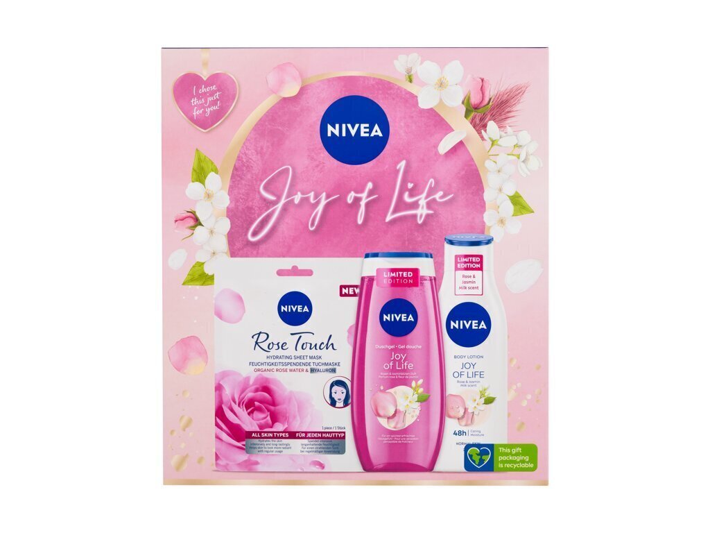 Kosmetiikkasetti Nivea: kasvonaamio, 1 kpl + suihkugeeli, 250 ml + vartalomaito, 250 ml hinta ja tiedot | Suihkusaippuat ja suihkugeelit | hobbyhall.fi