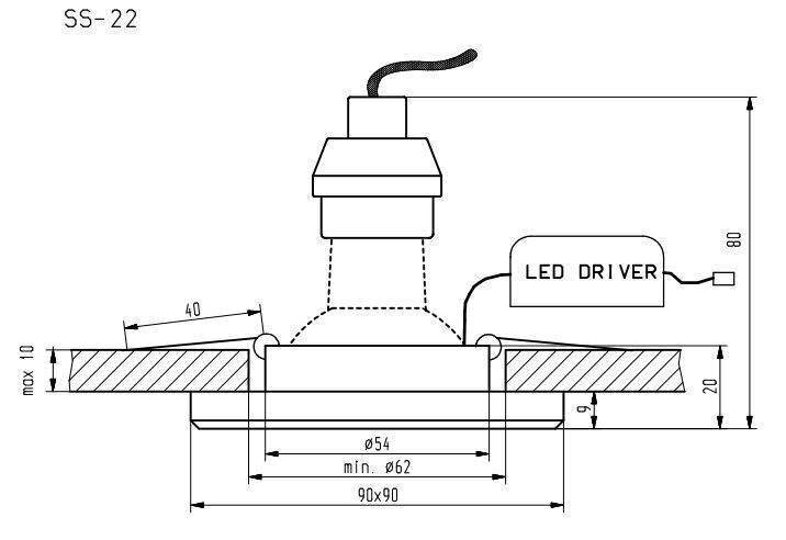 Sisäänrakennetut LED-valot Candellux SS-22, 3 kpl hinta ja tiedot | Upotettavat valaisimet ja LED-valaisimet | hobbyhall.fi