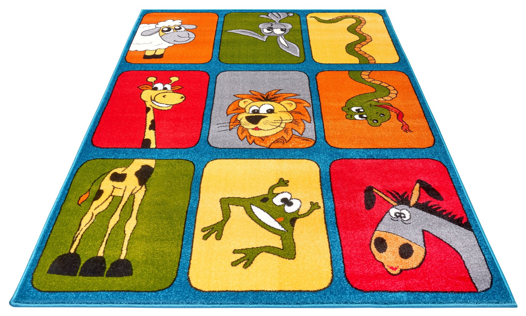 Lastenhuoneen matto Hanse Home Zoo Buddies, sininen, 80x150 cm hinta ja tiedot | Isot matot | hobbyhall.fi