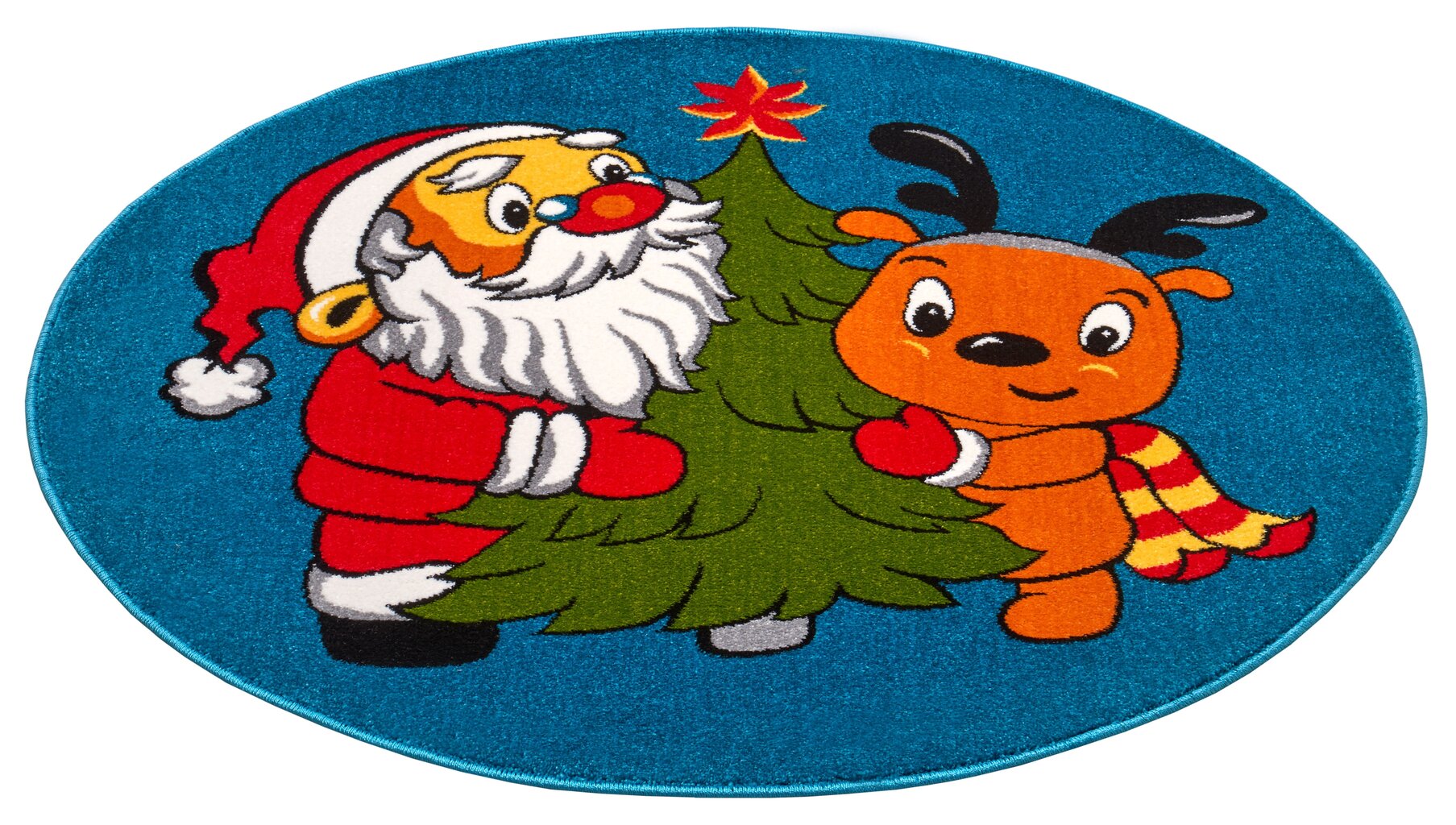 Lastenhuoneen matto Hanse Home Santa and Rudolph, sininen, 133 cm hinta ja tiedot | Isot matot | hobbyhall.fi