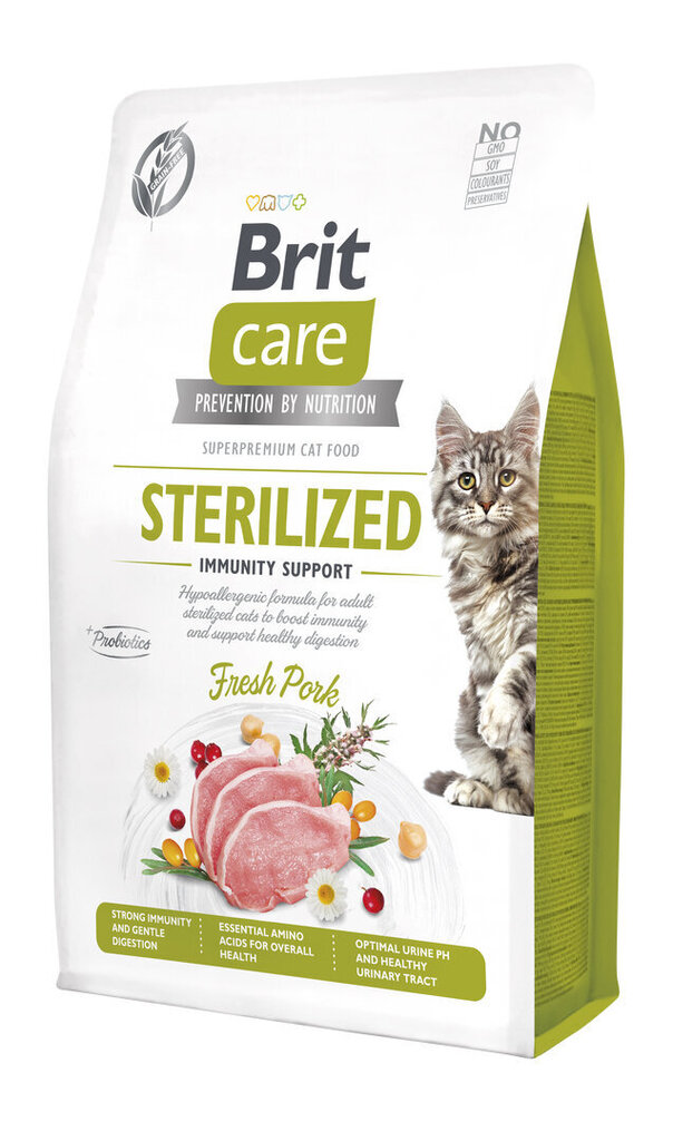 Brit Care Cat Grain-Free Sterilized Immunity Support kissanruoka 2kg hinta ja tiedot | Kissan kuivaruoka | hobbyhall.fi