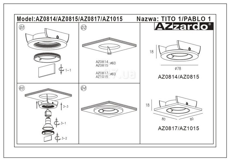 Upotettava valaisin AZzardo Pablo AZ4140 hinta ja tiedot | Upotettavat valaisimet ja LED-valaisimet | hobbyhall.fi