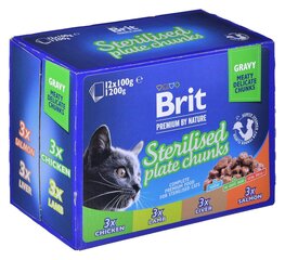 Brit Premium -setti steriloiduille kissoille, 12x100 g hinta ja tiedot | Kissanruoka | hobbyhall.fi