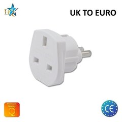 HQ Power Plug -sovitin Iso-Britanniasta (UK) 3pin Euro Socket - UK-EU Adapteri valkoinen (OEM) hinta ja tiedot | Adapterit | hobbyhall.fi