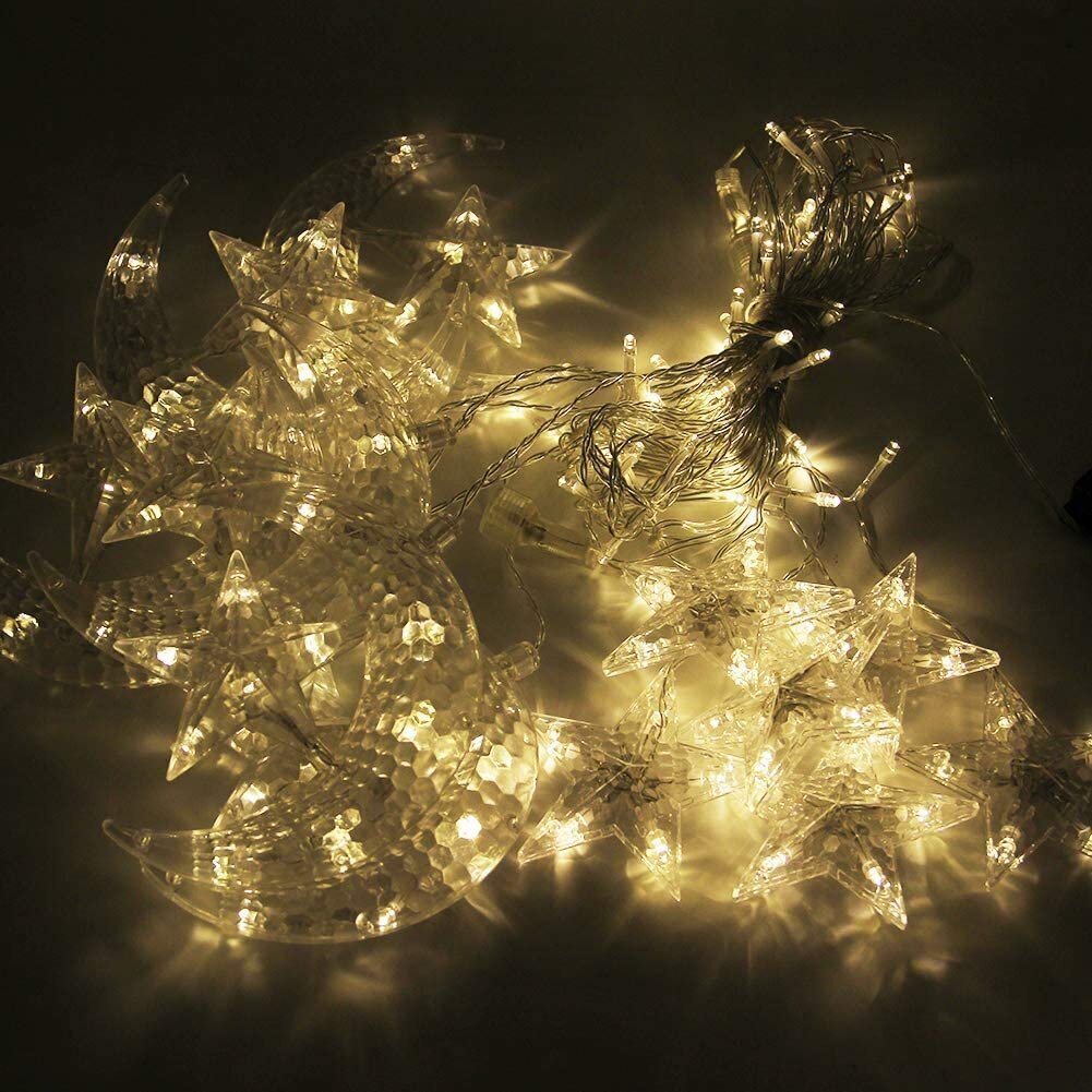 Jouluvalot 6 kuukoristeella ja 12 tähdellä, 3m, 126 LEDiä, LIVMAN CX-001 hinta ja tiedot | Jouluvalot | hobbyhall.fi