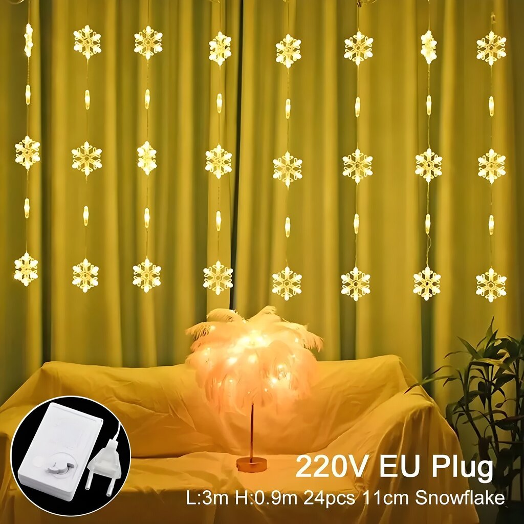 Jouluvalot 24 lumihiutaleella ja 16 soikealla valolla, 3m, 160 LEDiä, LIVMAN CX-004 hinta ja tiedot | Jouluvalot | hobbyhall.fi