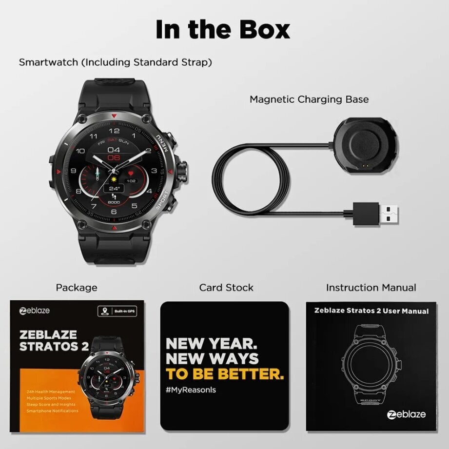 Xiaomi-älykello - Zeblaze Amazfit 2 Stratos Musta hinta ja tiedot | Älykellot | hobbyhall.fi