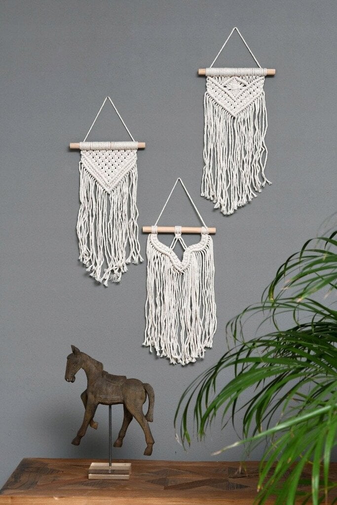 BOHO MACRAME, HALK. 20-38 CM, ECRU-VÄRI, 3 KUVIOTA hinta ja tiedot | Sisustustuotteet | hobbyhall.fi