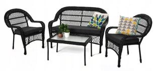 Puutarhakalusteryhmä, sohvapöytä, sohva, 2 nojatuolia, musta hinta ja tiedot | Puutarhakalusteet | hobbyhall.fi