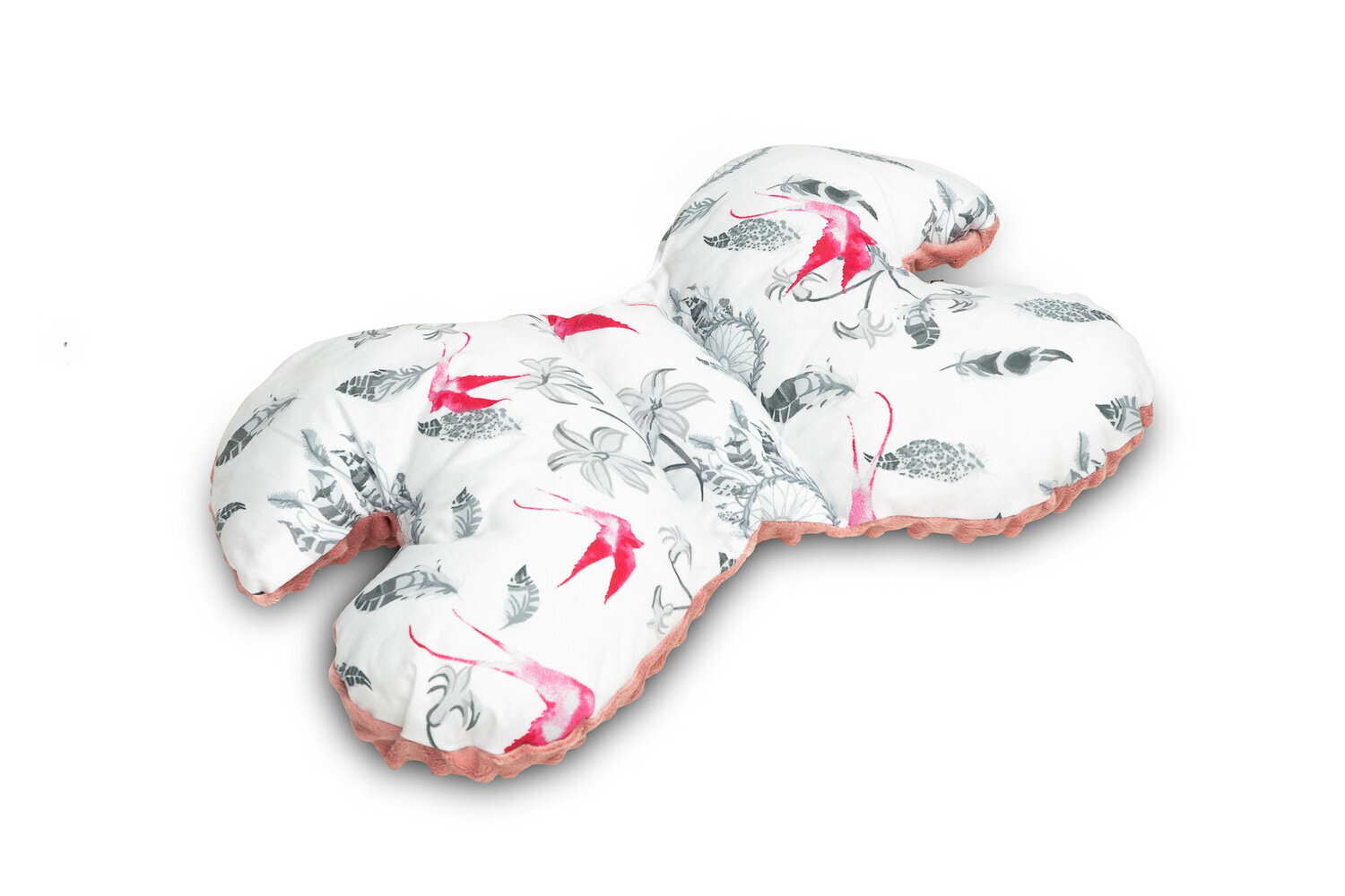 Perhosen muotoinen tyyny Sensillo, Pink Grey Birds, 26x35 cm hinta ja tiedot | Vaunujen tarvikkeet | hobbyhall.fi