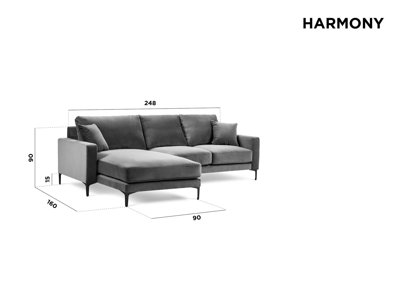 Pehmeä kulmasohva Kooko Home Harmony, vaaleanharmaa hinta ja tiedot | Kulmasohvat ja divaanisohvat | hobbyhall.fi