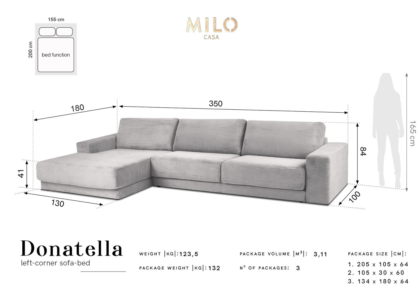 Pehmeä kulmasohva Milo Casa Donatella, beige väri hinta ja tiedot | Kulmasohvat ja divaanisohvat | hobbyhall.fi