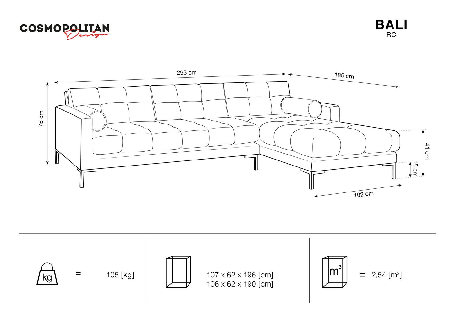 Pehmeä kulmasohva Cosmopolitan Design Bali, vaalea beige/kulta hinta ja tiedot | Kulmasohvat ja divaanisohvat | hobbyhall.fi