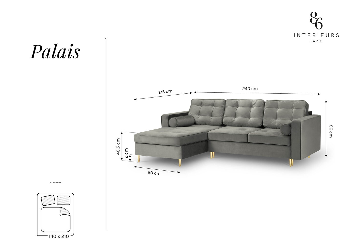 Pehmeä kulmasohva Interieurs 86 Palais, vihreä/kulta hinta ja tiedot | Kulmasohvat ja divaanisohvat | hobbyhall.fi