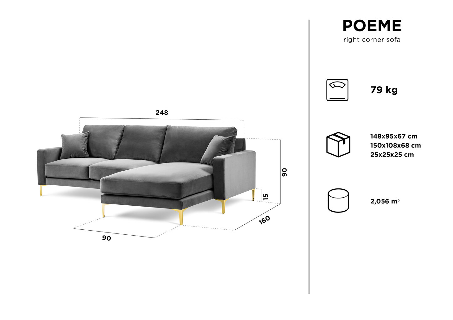 Pehmeä kulmasohva Kooko Home Poeme, roosa hinta ja tiedot | Kulmasohvat ja divaanisohvat | hobbyhall.fi