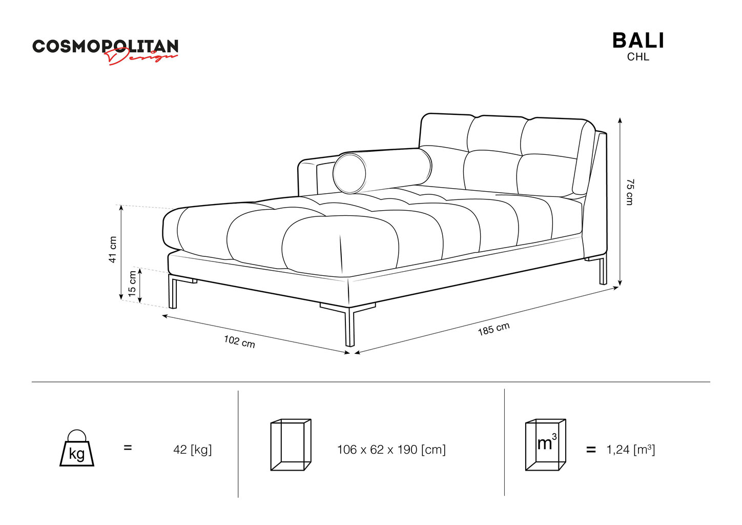 -Kahdenistuttava penkki Cosmopolitan Design Bali, vaalea beige/kulta väri hinta ja tiedot | Sohvat ja vuodesohvat | hobbyhall.fi