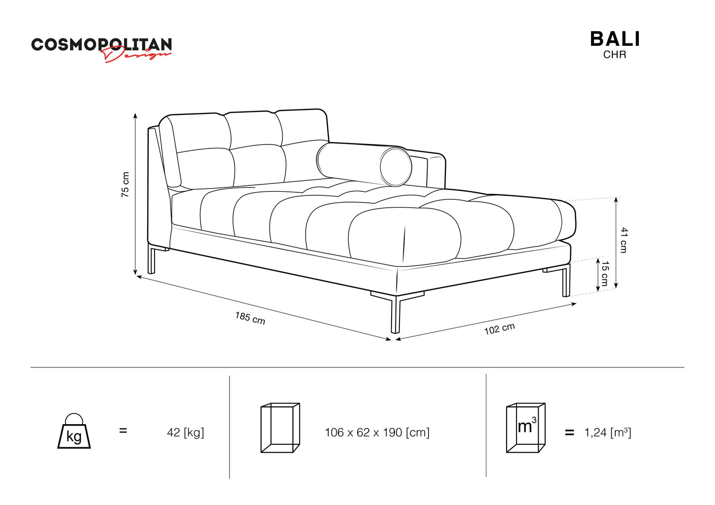 Divaani Cosmopolitan Design Bali, hopea/musta hinta ja tiedot | Sohvat ja vuodesohvat | hobbyhall.fi