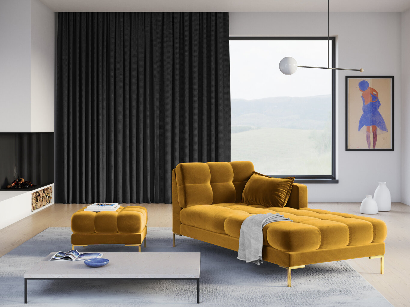 Micadoni Home Mamaia 1S-V, sohva, keltaisen värinen hinta ja tiedot | Sohvat ja vuodesohvat | hobbyhall.fi