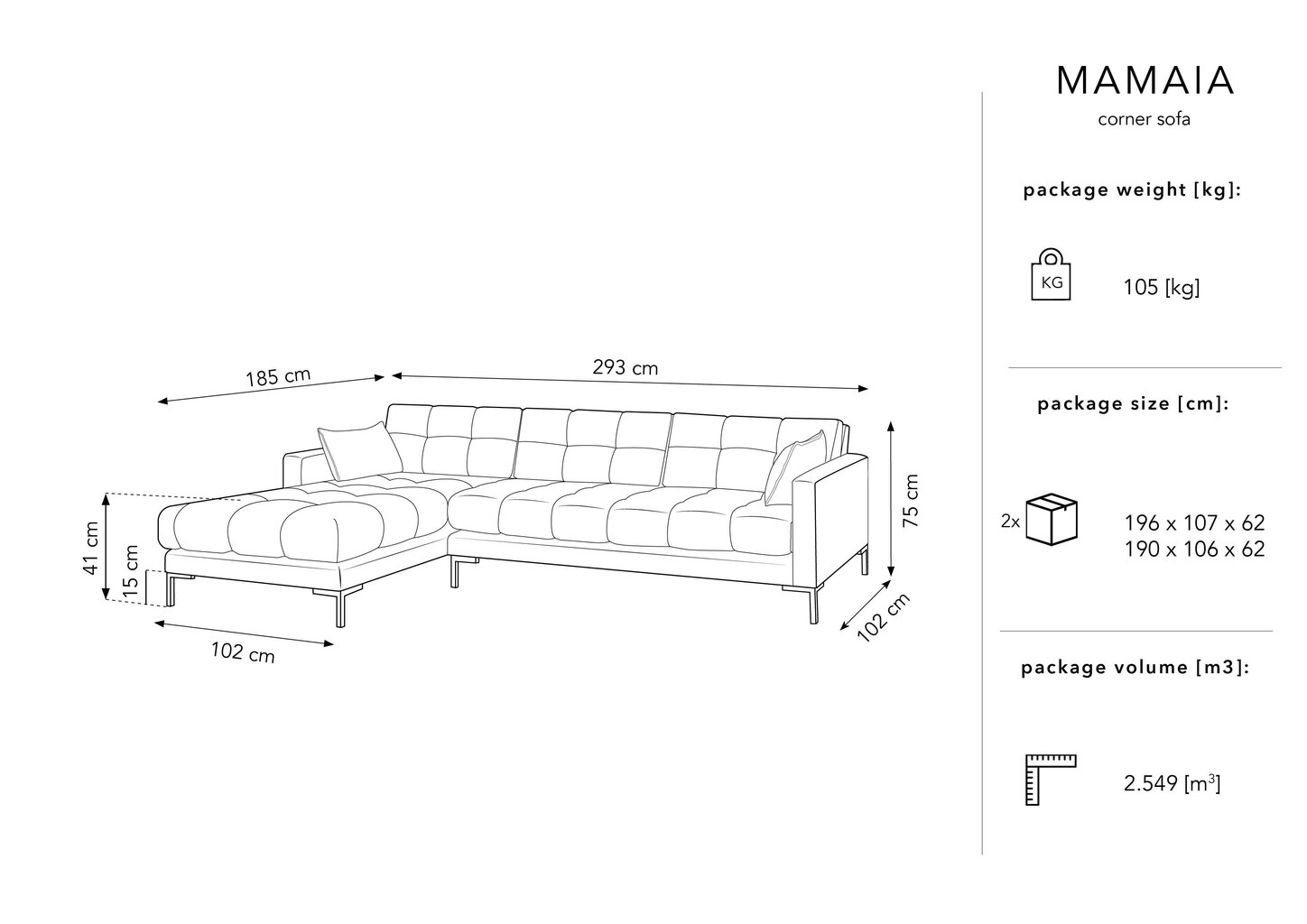 Pehmeä kulmasohva Micadoni Home Mamaia 5S-V, vaaleanharmaa hinta ja tiedot | Kulmasohvat ja divaanisohvat | hobbyhall.fi