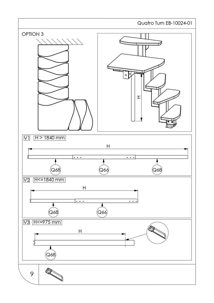 Modulaarinen portaikko Quatro Minka, harmaa/pyökki, korkeus 298 cm hinta ja tiedot | Portaat | hobbyhall.fi