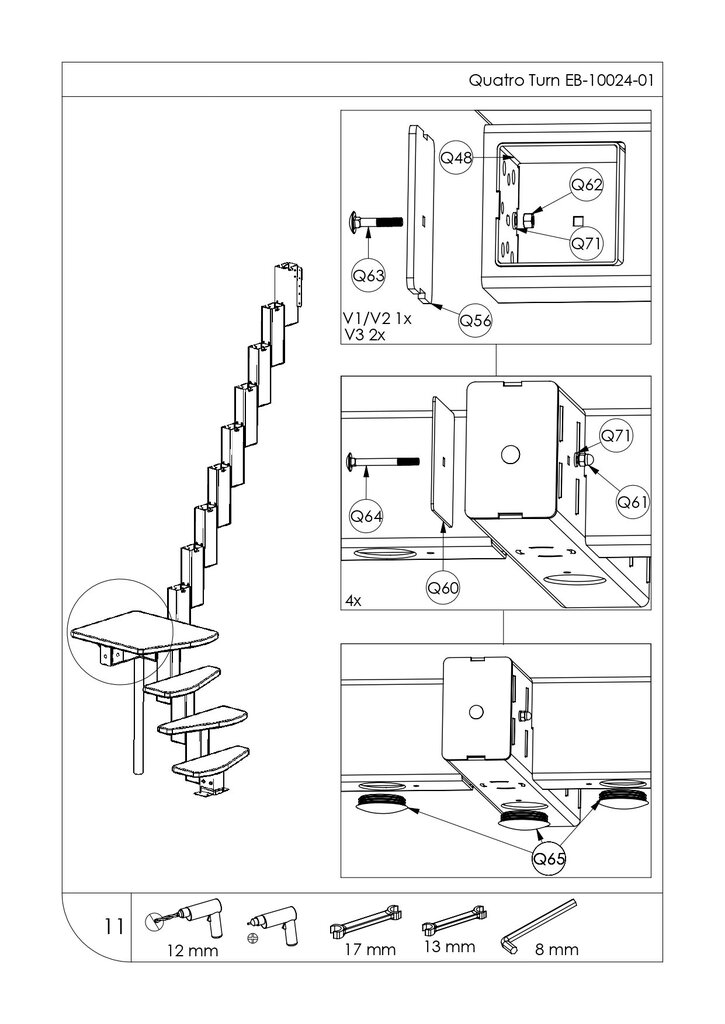 Modulaarinen portaikko Quatro Minka, harmaa/pyökki, korkeus 298 cm hinta ja tiedot | Portaat | hobbyhall.fi