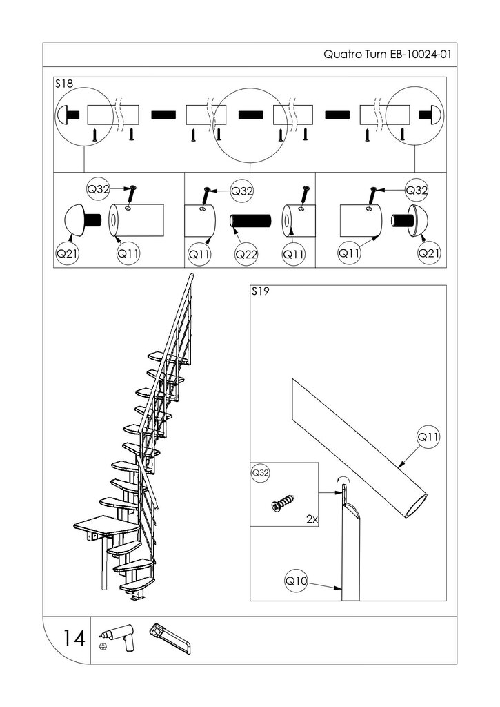 Modulaarinen portaikko Quatro Minka, harmaa/pyökki, korkeus 298 cm hinta ja tiedot | Portaat | hobbyhall.fi