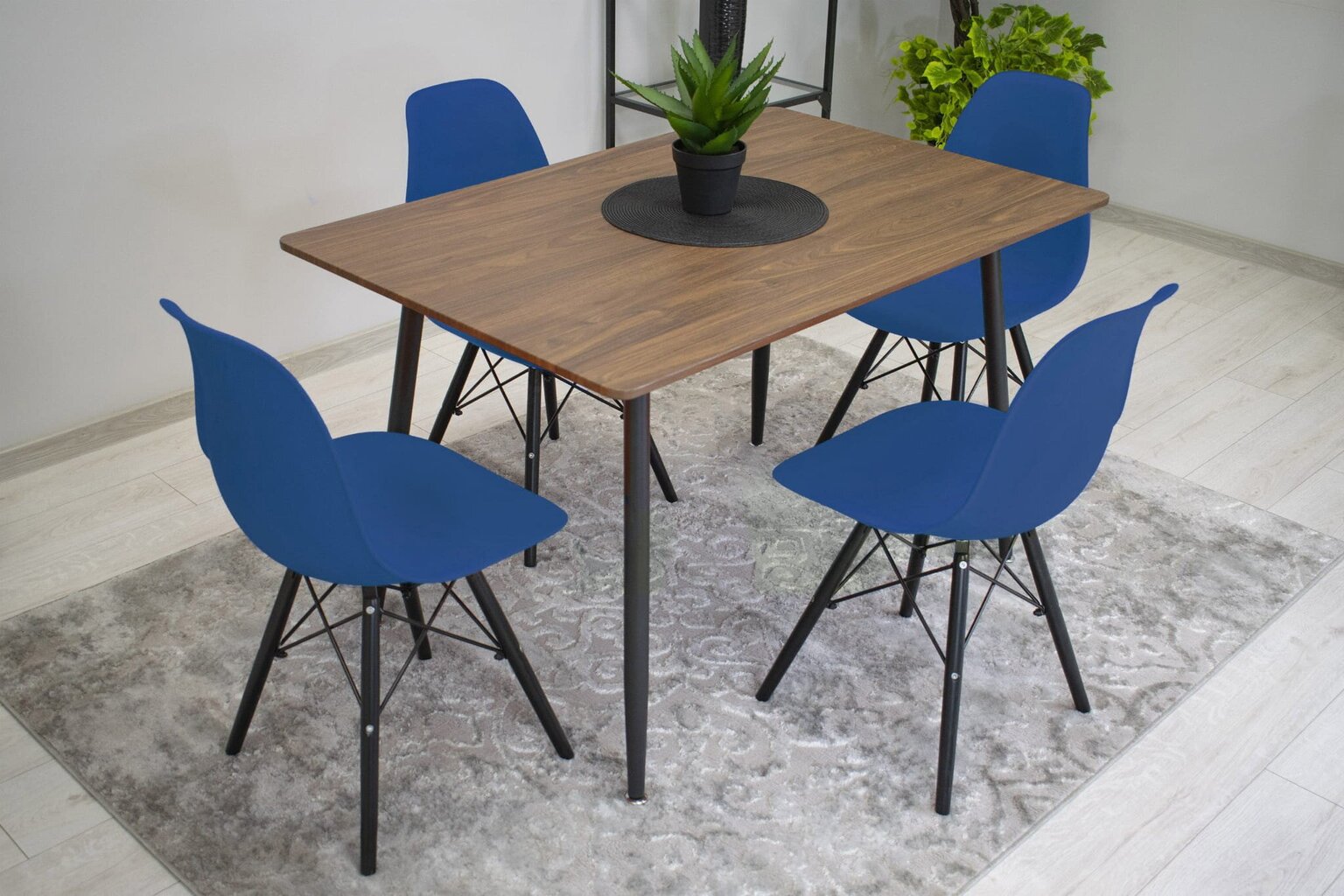 3 tuolin setti Osaka, sininen/musta hinta ja tiedot | Ruokapöydän tuolit | hobbyhall.fi