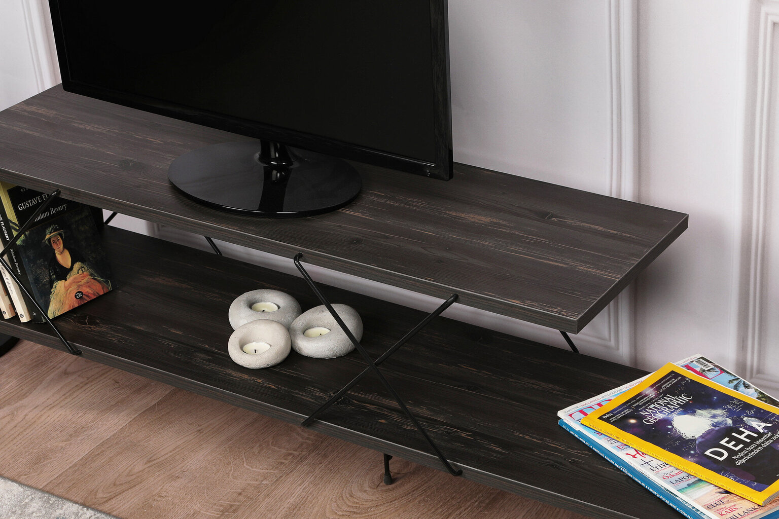 TV-teline Asir, 120x40x30cm, tummanruskea hinta ja tiedot | TV-tasot | hobbyhall.fi