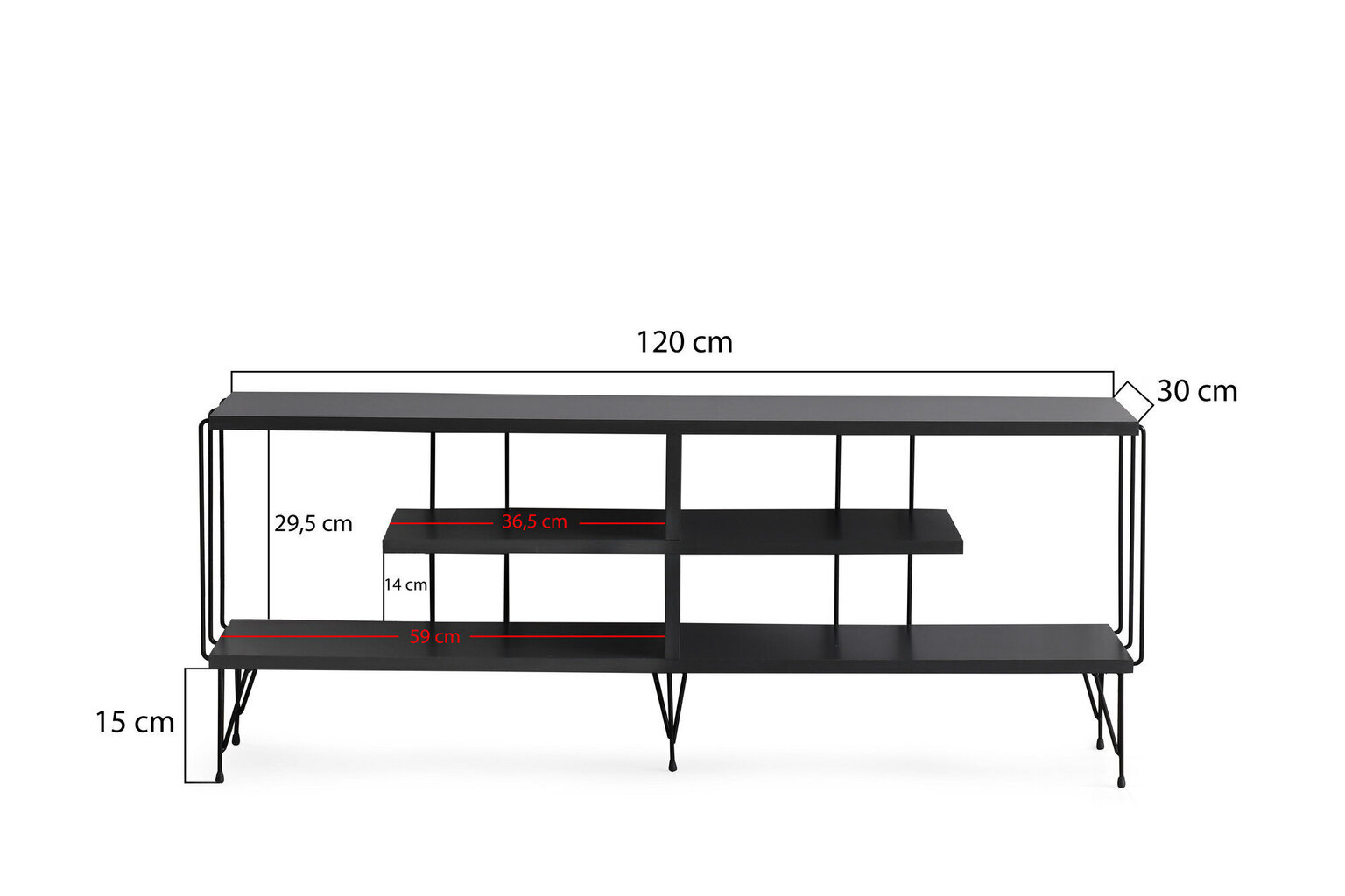 TV-teline Asir, 120x44,5x30cm, musta hinta ja tiedot | TV-tasot | hobbyhall.fi