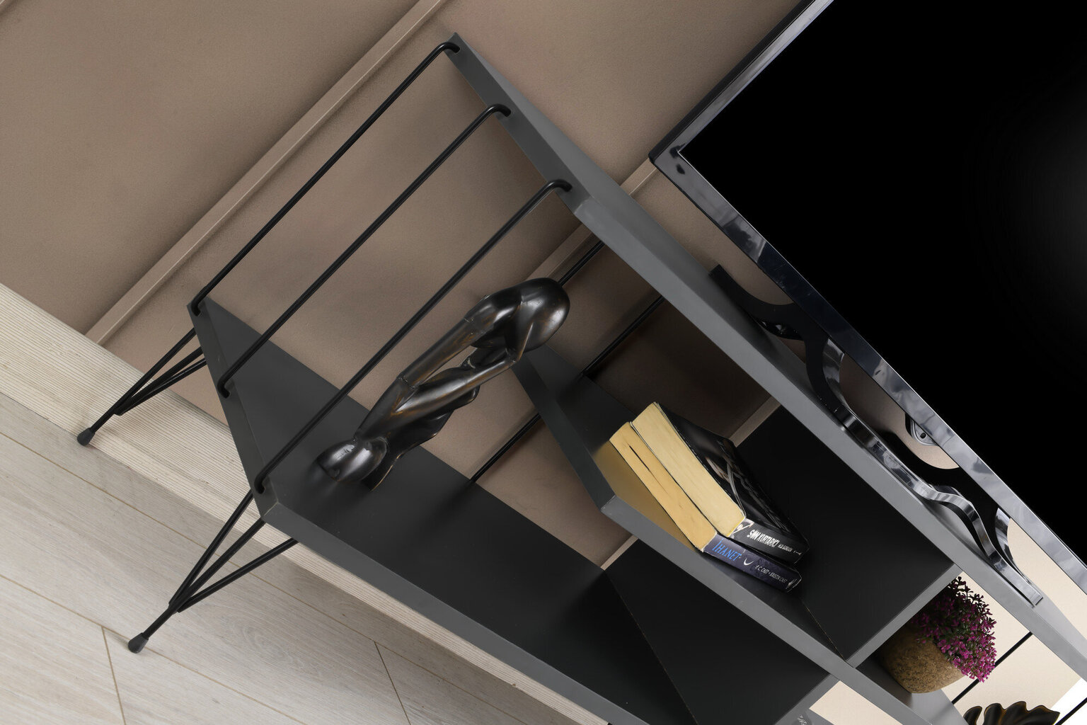 TV-teline Asir, 120x44,5x30cm, musta hinta ja tiedot | TV-tasot | hobbyhall.fi