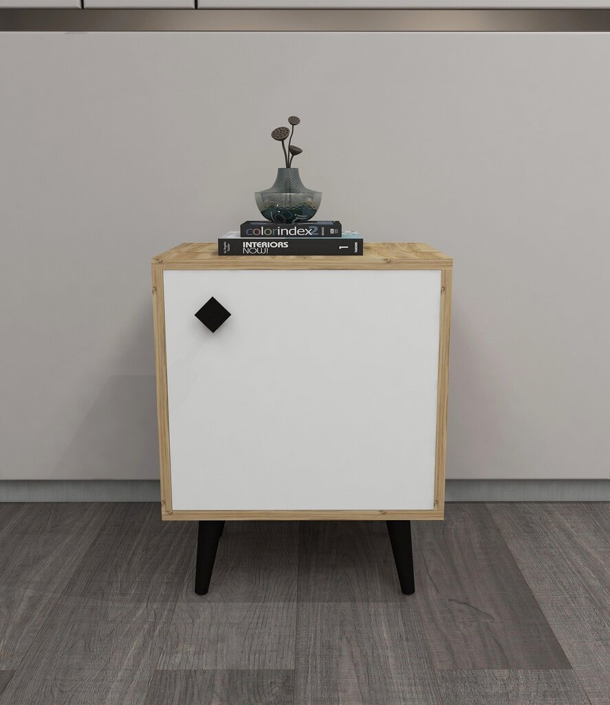 Yöpöytäkaappi Asir, 45x65x35cm, beige ja valkoinen hinta ja tiedot | Yöpöydät | hobbyhall.fi