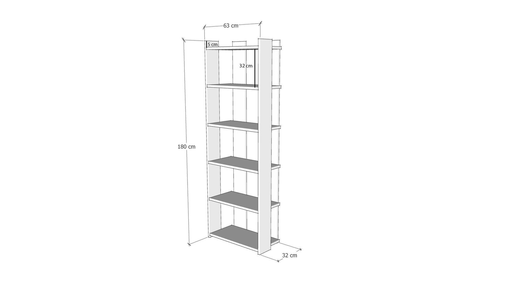 Hylly Asir, 63x180x32cm, valkoista ja ruskeaa hinta ja tiedot | Hyllyt | hobbyhall.fi