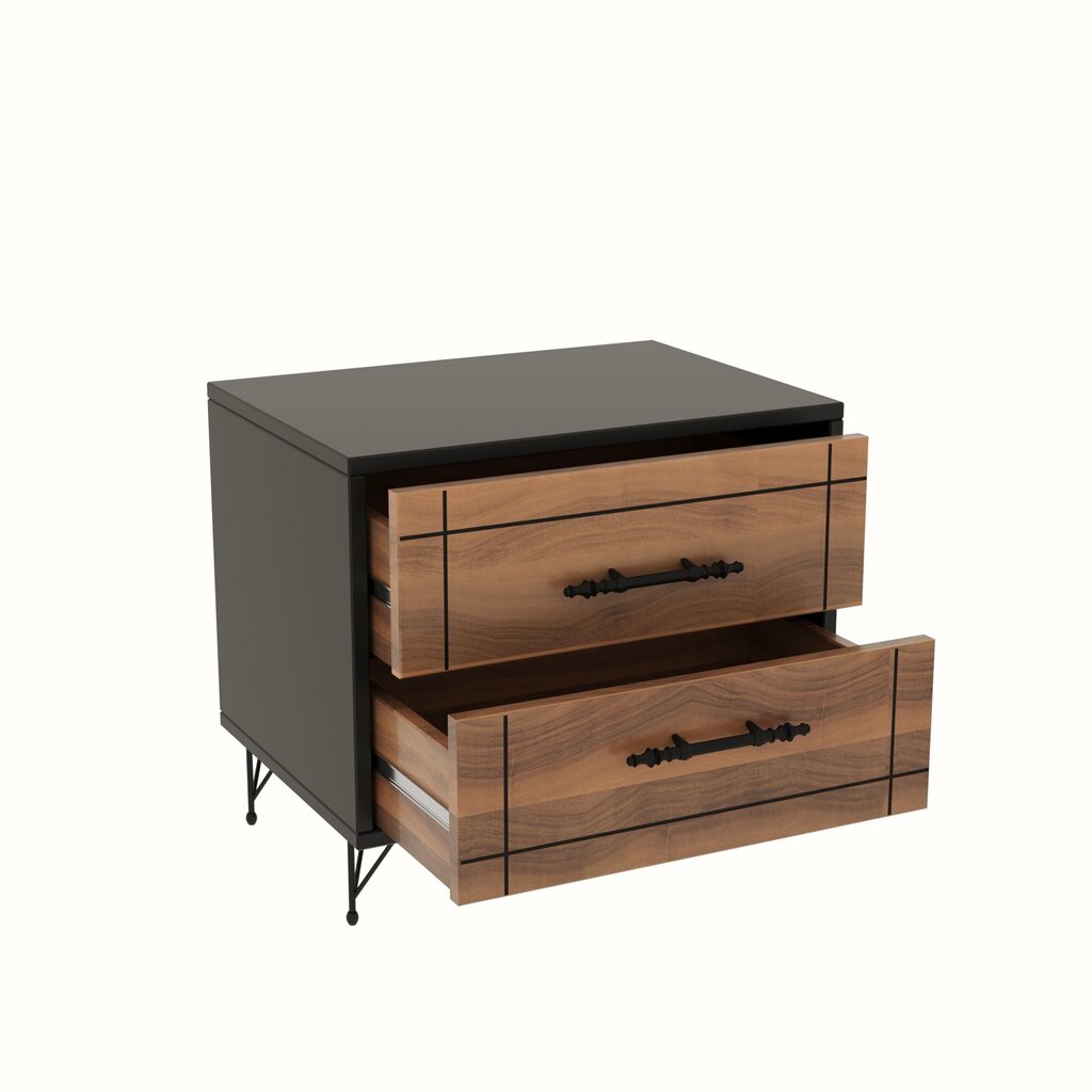 Yöpöytä Asir, 50x55x40cm, musta ja ruskea hinta ja tiedot | Yöpöydät | hobbyhall.fi