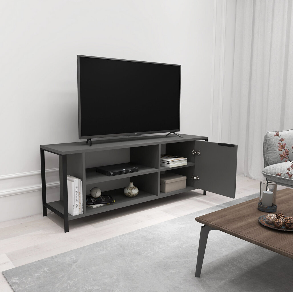TV-teline Asir, 120x54x30cm, musta hinta ja tiedot | TV-tasot | hobbyhall.fi