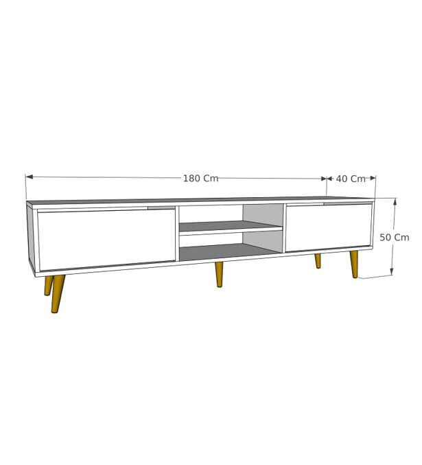 TV-teline Asir, 180x50x40cm, valkoinen ja beige hinta ja tiedot | TV-tasot | hobbyhall.fi