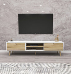 TV-teline Asir, 180x50x40cm, valkoinen ja beige hinta ja tiedot | TV-tasot | hobbyhall.fi