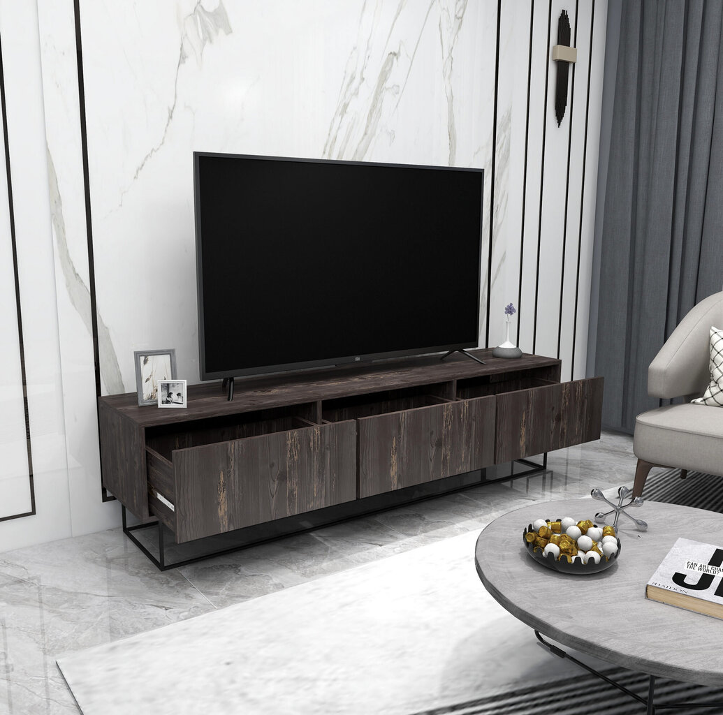 TV-teline Asir, 180x50x40cm, tummanruskea hinta ja tiedot | TV-tasot | hobbyhall.fi