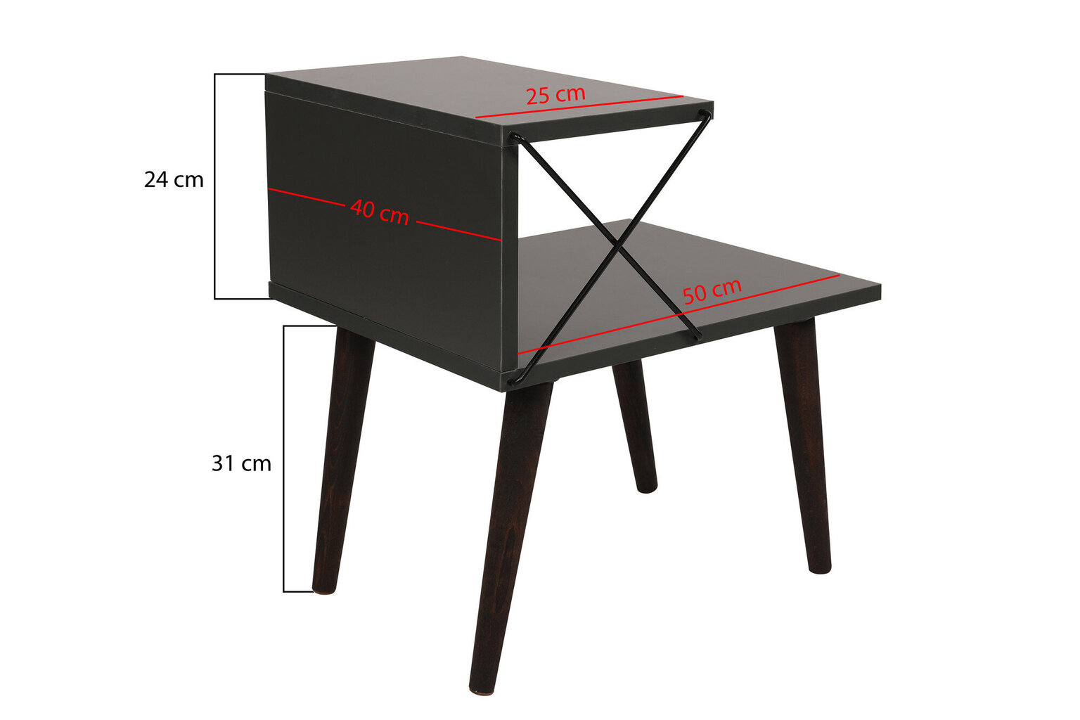 Yöpöytä Asir, 50x55x40cm, musta hinta ja tiedot | Yöpöydät | hobbyhall.fi