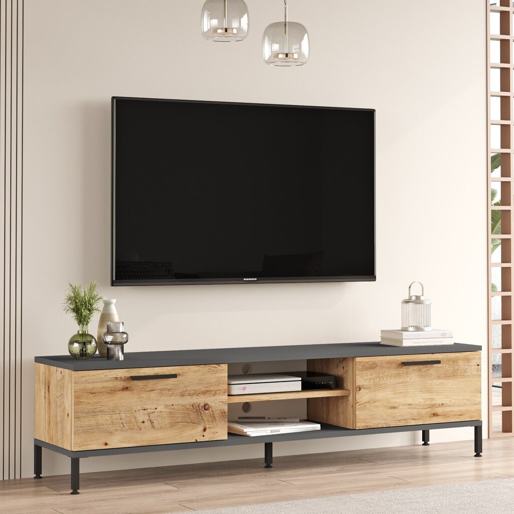 TV-taso Asir, 160x39,1x35cm, beige/harmaa hinta ja tiedot | TV-tasot | hobbyhall.fi