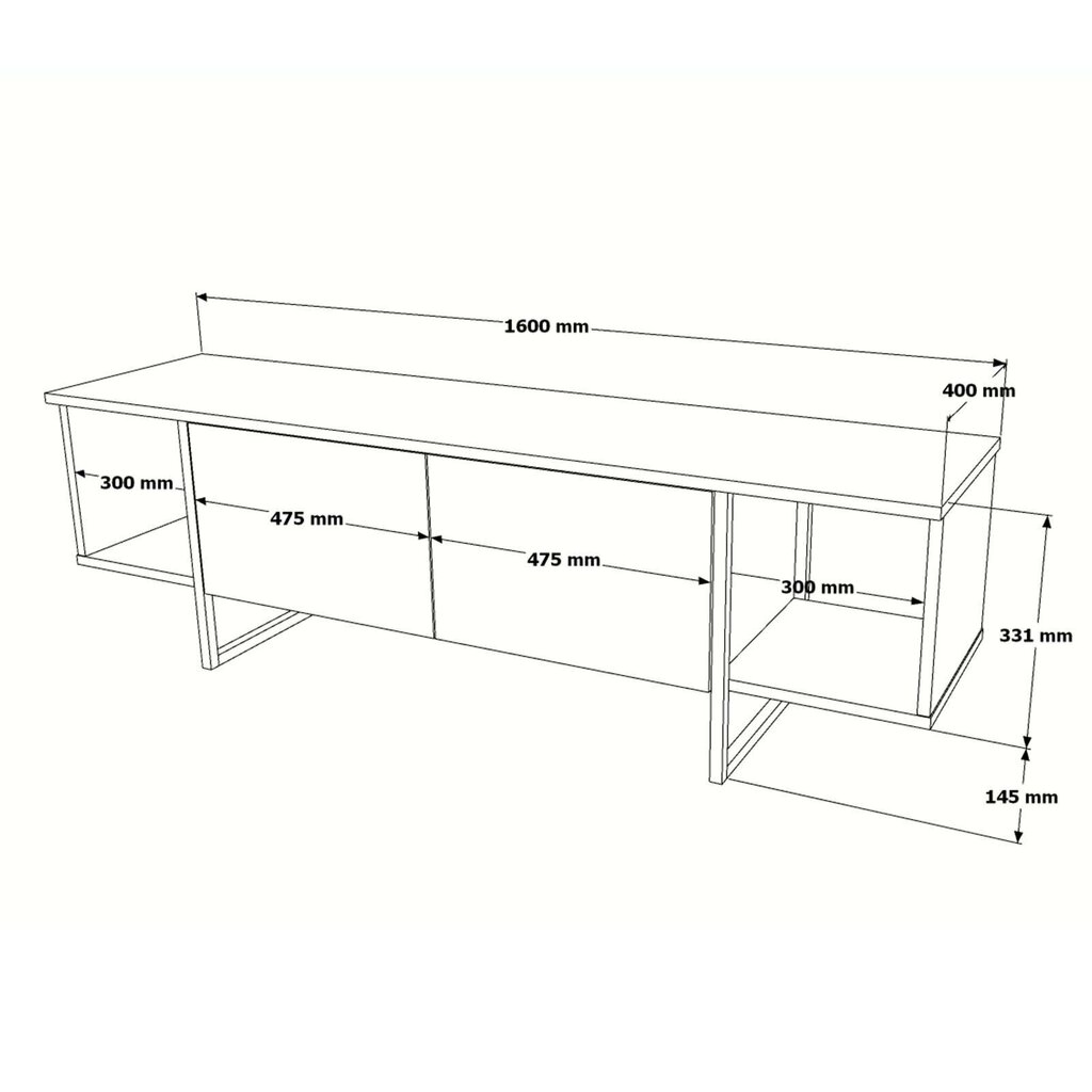 TV-taso Asir, 160x47,6x40cm, valkoinen/kulta hinta ja tiedot | TV-tasot | hobbyhall.fi