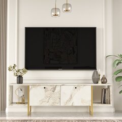 TV-taso Asir, 160x47,6x40cm, valkoinen/kulta hinta ja tiedot | TV-tasot | hobbyhall.fi