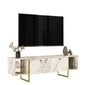 TV-taso Asir, 160x47,6x40cm, valkoinen/kulta hinta ja tiedot | TV-tasot | hobbyhall.fi